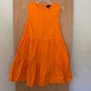 Cute and airy mini orange dress (Who What Wear)